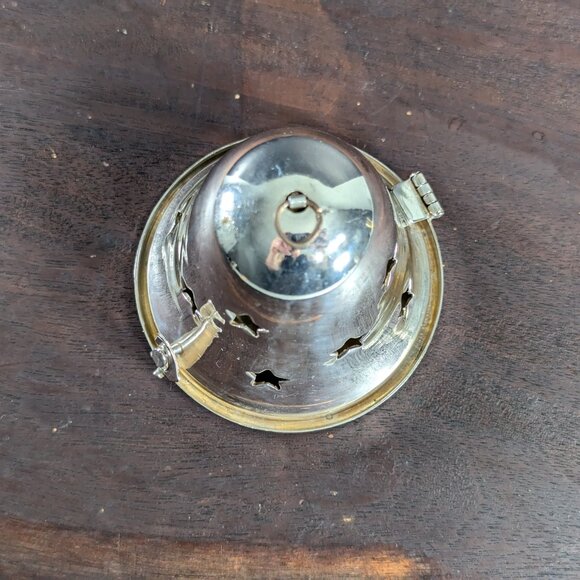 Silver plated Christmas bell pomander, electric tealight holder tree decoration - Picture 7 of 10